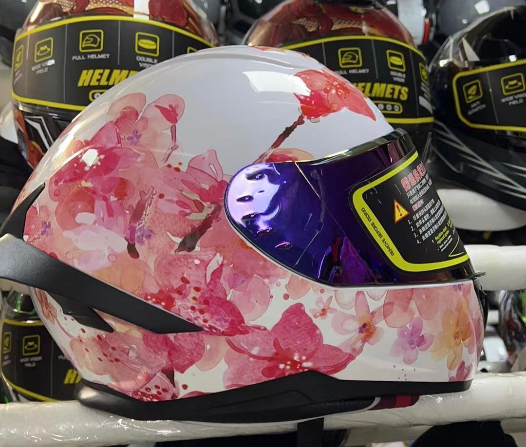 人気NEWモデル桜柄ホワイトヘルメットフルフェイスヘルメット