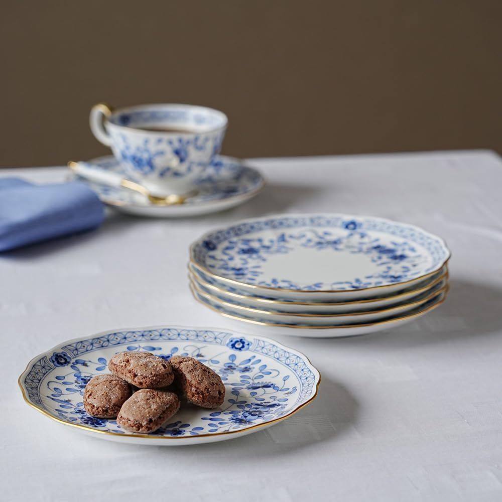 さら 在庫処分】ブルー 花柄 17cm 梅の花 ミラノ 更紗調 皿 パンプレート