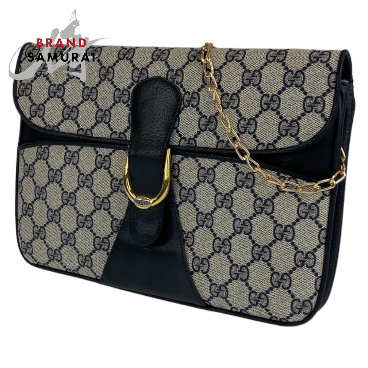 GUCCI グッチ オールドグッチ ブラック 黒 グレー ゴールド金具 GG 