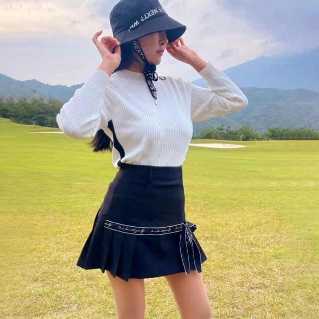 ●●最安価！バックリボンスカート●●レース付き プリーツスカート 韓国ゴルフ ゴルフウェア レディース スカート ゴルフウエア 韓国 プリーツ