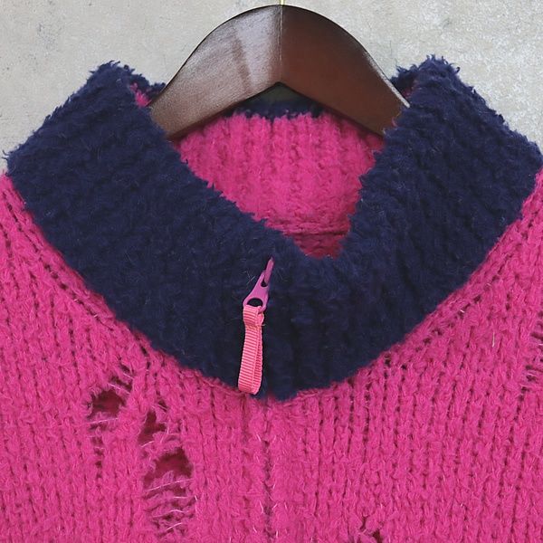 doublet 銀座店 ダブレット 23AW ニットブルゾン FLEECE TRIM size:M ピンク 98578 doublet 銀座店 ダブレット 23AW ニットブルゾン FLEECE TRIM