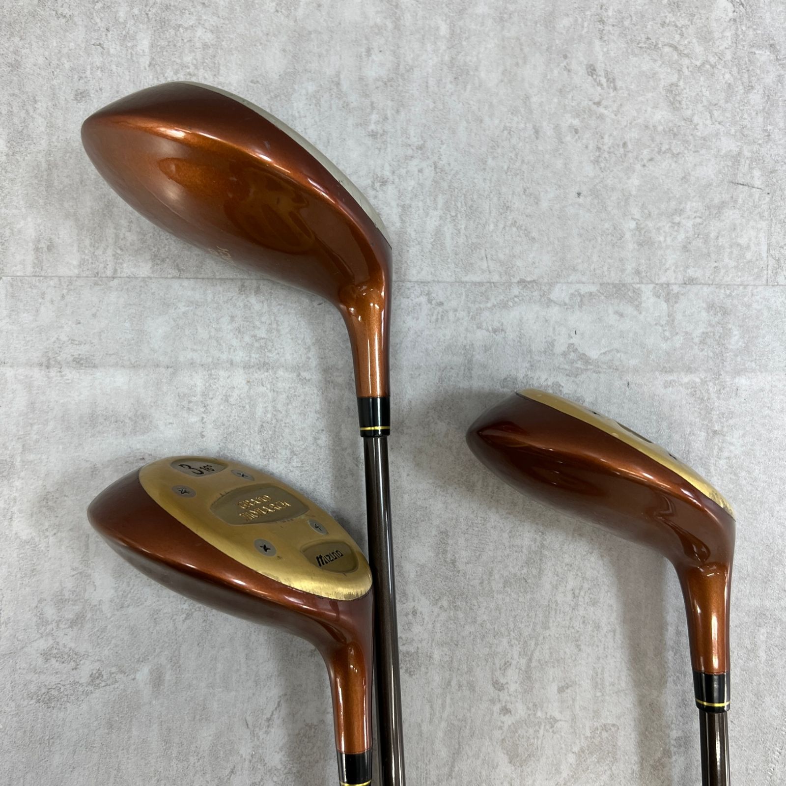 パーシモン　Mizuno　ミズノ　GRAND　MONARCH　グランドモナーク　メンズゴルフ　ウッド3本セット　カーボン　1.3.5W　DR　木製クラブ