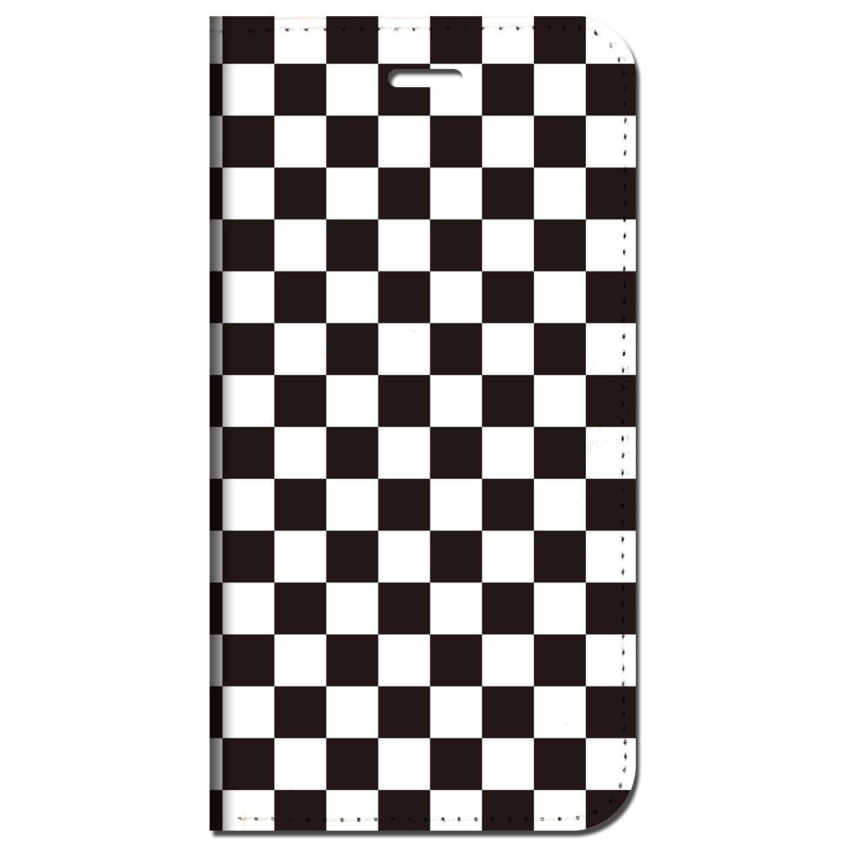 iPhone14 他 手帳型 ケース ランダムチェック（白）ブラック  iPhone SE 8 13 12 他 iPhone各機種対応可能 スマホケース  2o