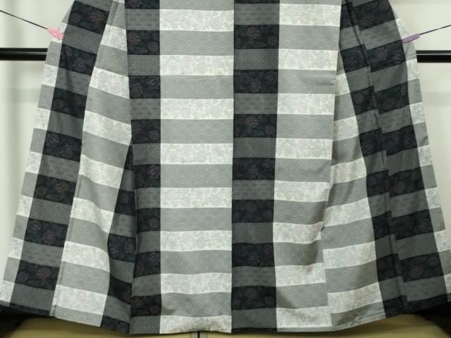 平和屋本店□極上 本場大島紬・道中着セット 草花格子 証紙付き 逸品  