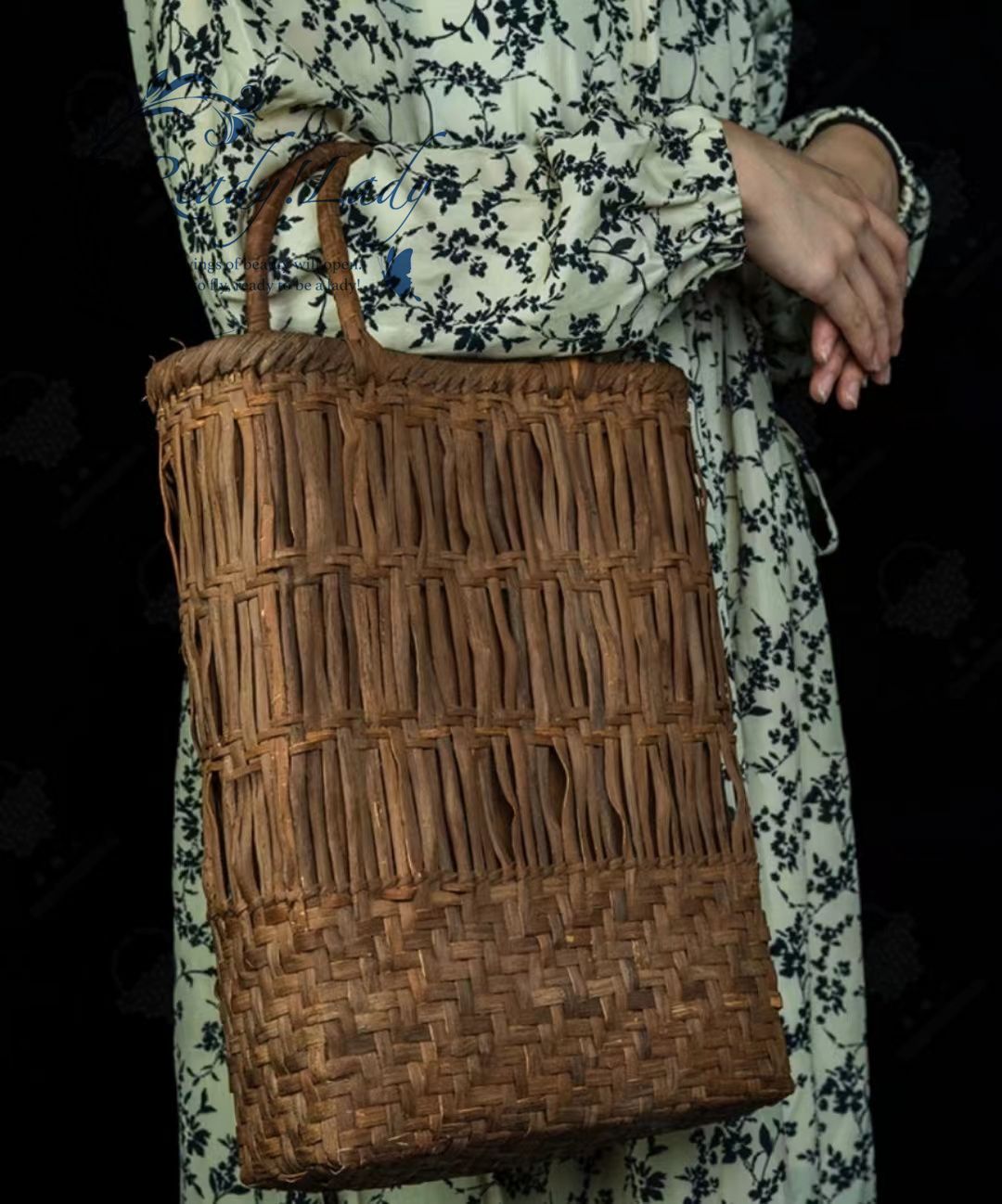 極美品☆ 山葡萄籠バッグ 極細網代編み 職人手編み 25*9*35