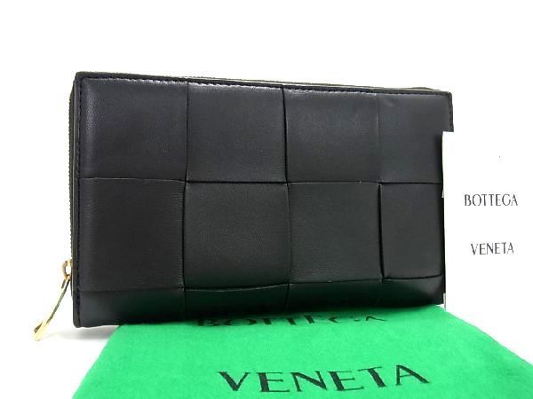 ■極美品■ BOTTEGA VENETA ボッテガヴェネタ マキシイントレチャート レザー 二つ折り 財布 ウォレット グレー系 AL3327