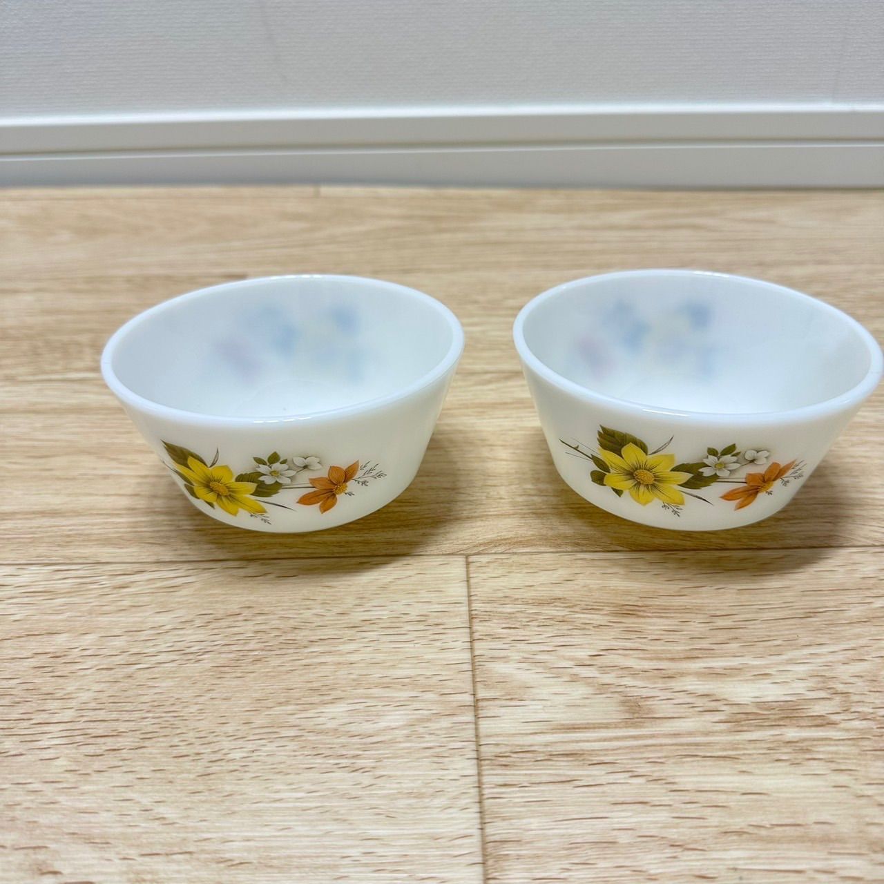 PYREX パイレックス】耐熱ガラスボールとラタンのバスケット 【PYREX