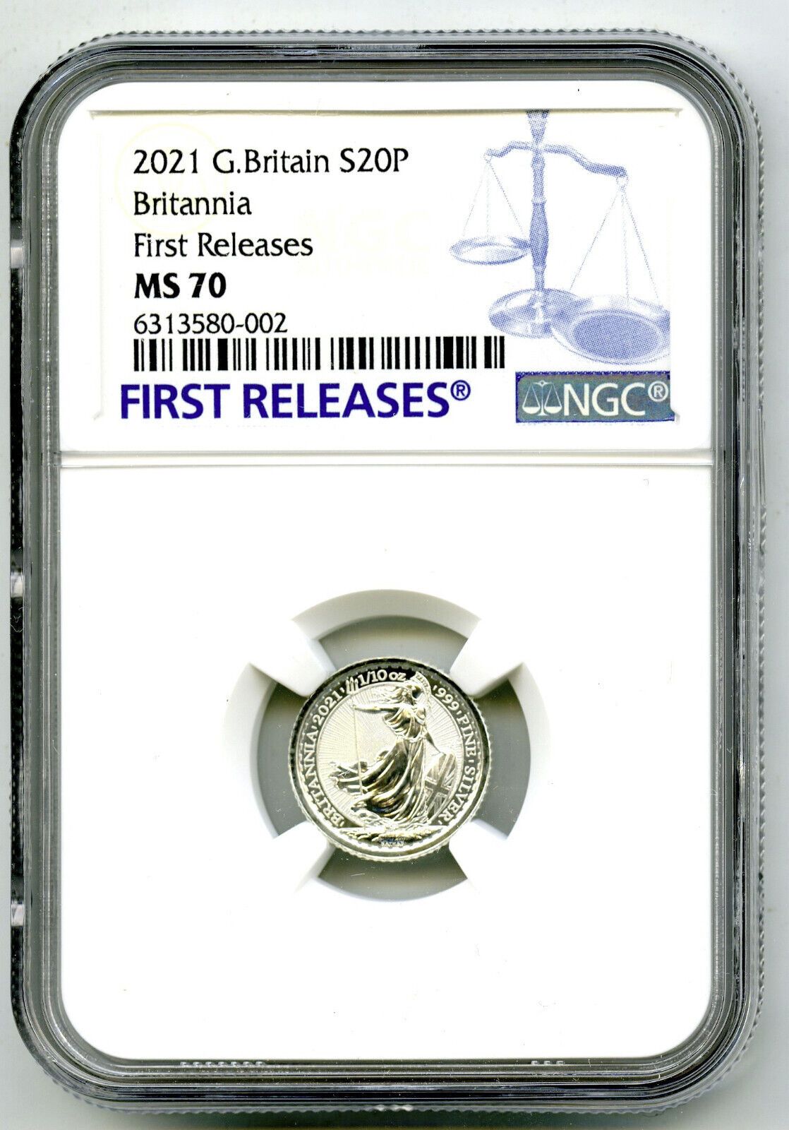 2021 20P 1|10 OZ .999 SILVER GREAT BRITAIN NGC MS70 BRITANNIA FR TOP GRADE 4