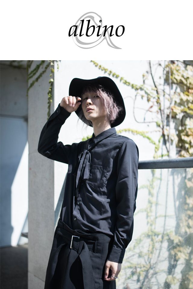 リボンタイ付きロングドレスシャツ