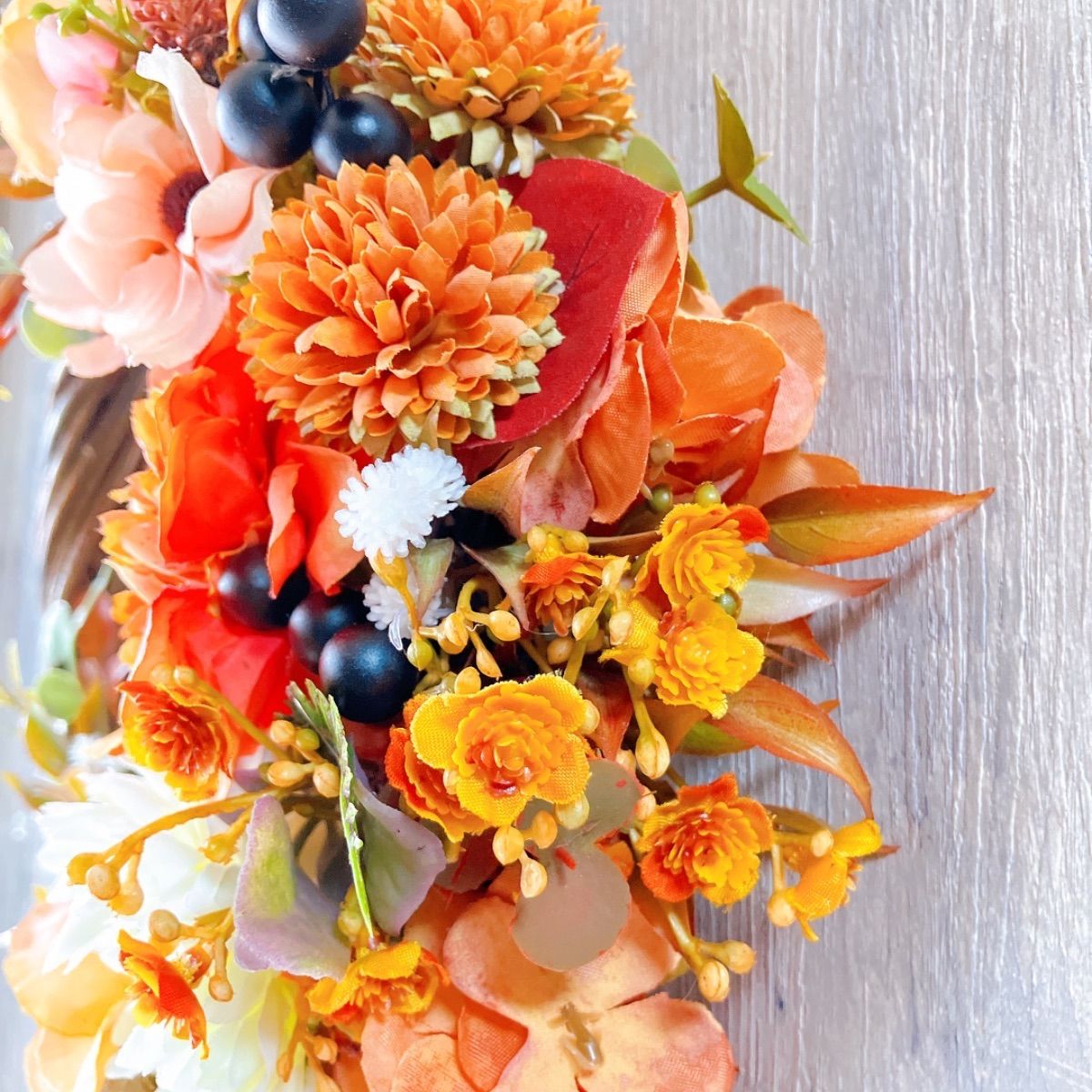 アンティークローズの秋リース25cm 玄関リース造花枯れないお花