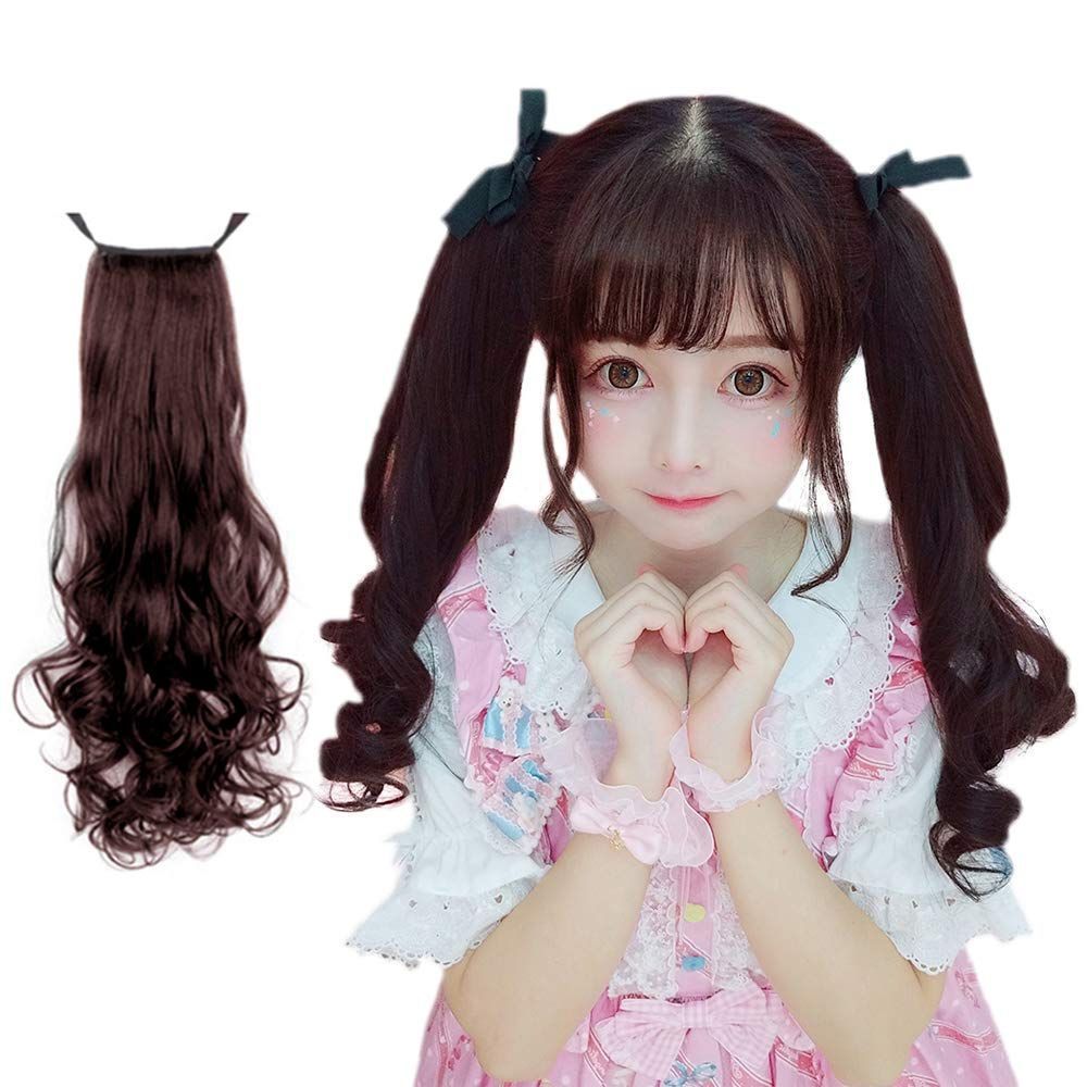 かわいい姫様 ポニーテールウィッグ 1本入り ロング カール ポイントウィッグ レディース かつら 女性 ロリータ ふわふわ ツインテール エ