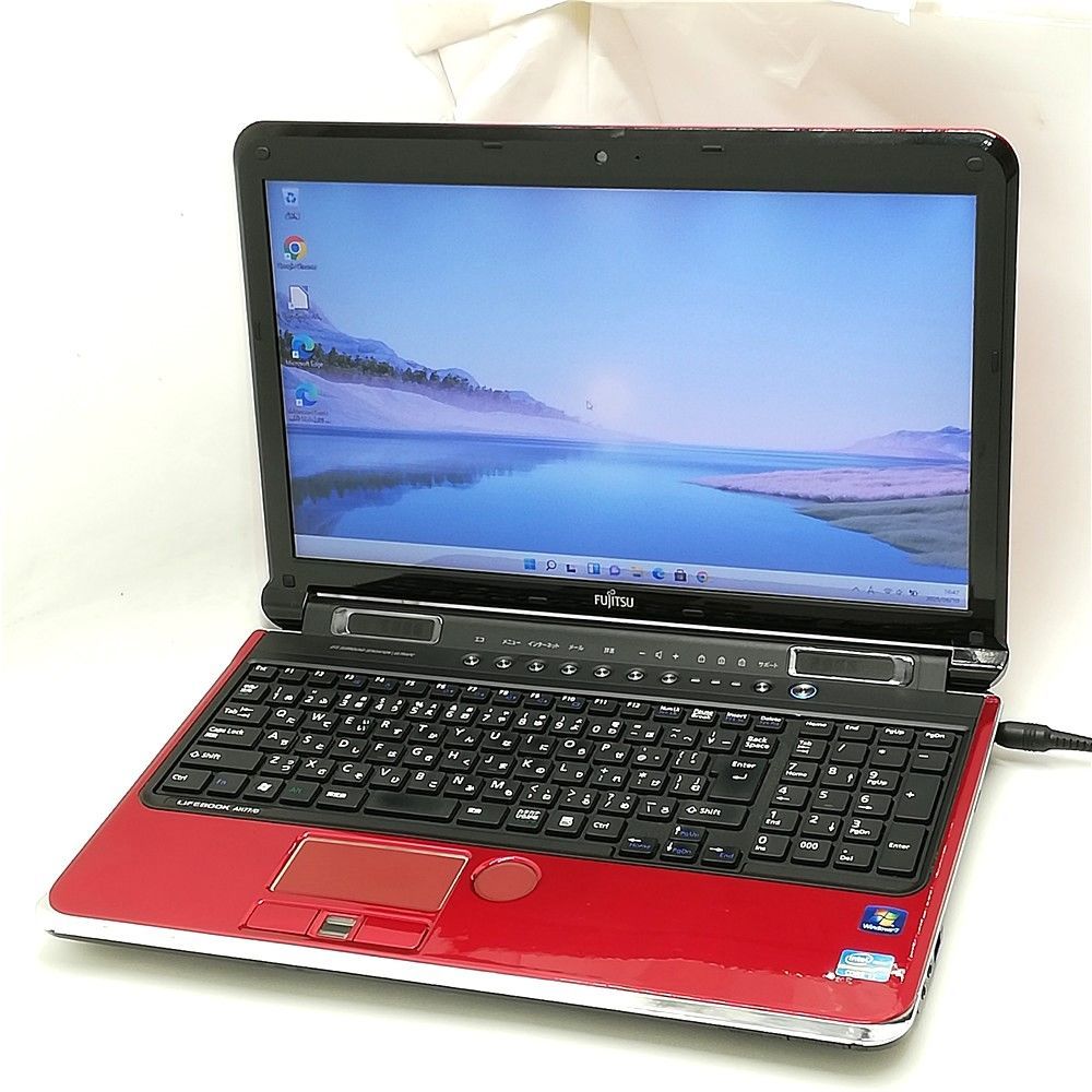 SSD Wi-Fi有 富士通 ノートパソコン AH77|D レッド 15.6型ワイド Core i7 BD-R 無線LAN カメラ Windows11 Office済 即使用可