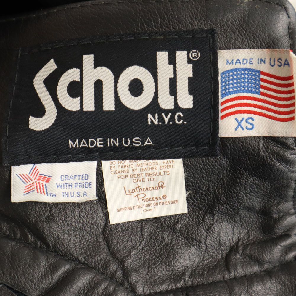 ショット USA製 チャップス レザーパンツ XS ブラック系 schott メンズ
