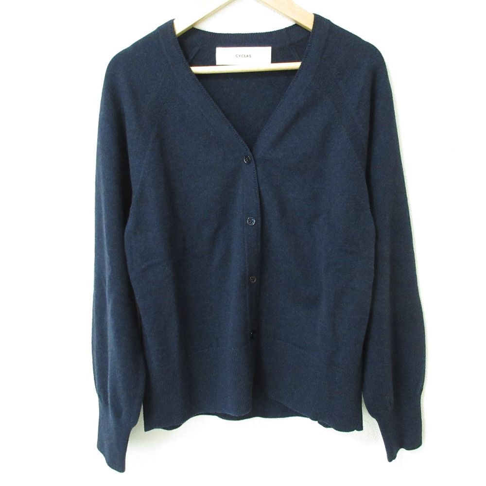 CYCLAS シクラス カシミヤ100％ Vネック ニット カーディガン S ネイビー レディース 古着