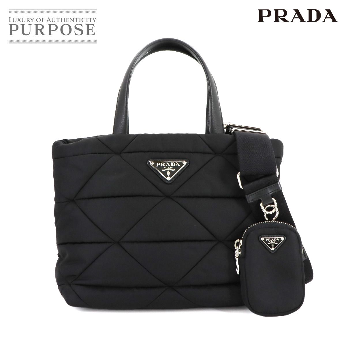 新品同様 プラダ PRADA スモール パデッド 2way トート ショルダー 
