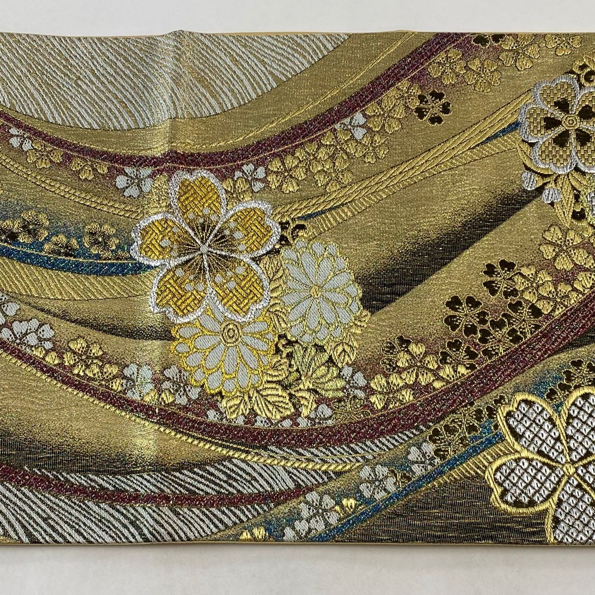 袋帯 秀品 桜 花丸文 唐織 箔 金色 六通 正絹 【中古】 - メルカリ