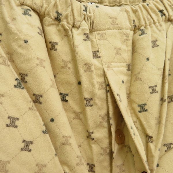 w セリーヌ CELINE パジャマ L 長袖 長ズボン セットアップ ベージュ マカダム柄 ネル地 前開き 綿 100％ メンズ 952174 k 01 パジャマ ルームウェア パジャマ メンズ