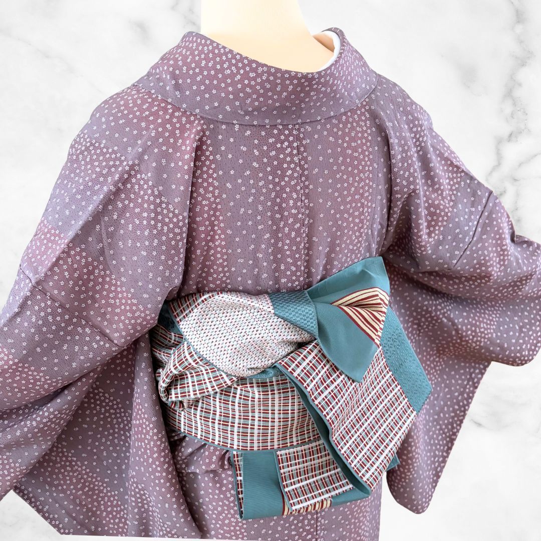 平和屋着物▽上質な小紋 単衣 紬地 格子 正絹 逸品 DAAT9477az