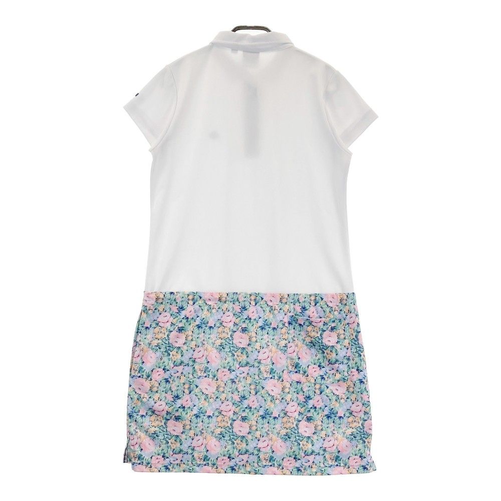 FIDRA フィドラ 半袖ポロワンピース 花柄 ホワイト系 L ゴルフウェア