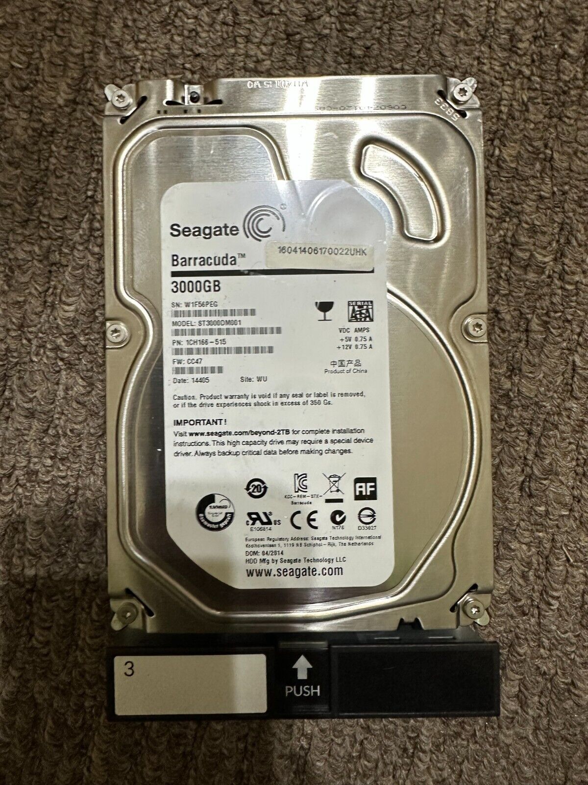 Seagate Barracuda 3TB HDD ST3000DM001 3.5 インチ 7.2K SATA 6Gb/s 64MB キャッシュ HDD 1