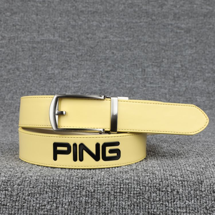 PING ベルト ゴルフ レザー golf ベルト ゴルフ アクセサリー 調整可能 ベルト イエロー 97-112cm