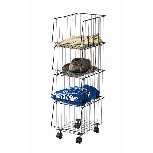 東谷 スタッキングワゴン4D ブラック AKB-439BK