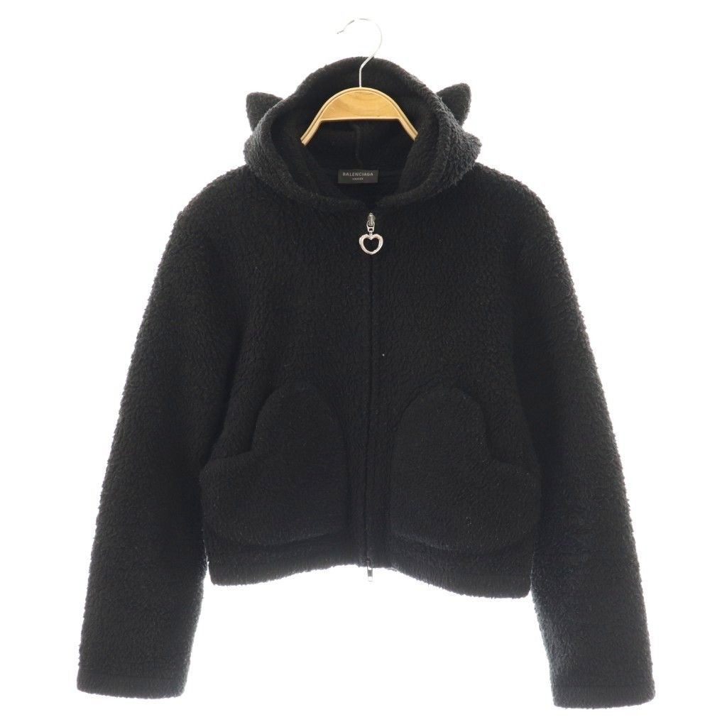 バレンシアガ BALENCIAGA ソフトウェアハートジップアップフーディー ジャケット ボア S ブラック 746476 |DO OS
