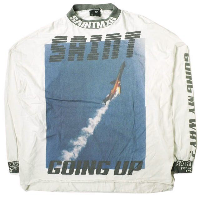 SAINT MICHAEL セントマイケル 23AW 日本製 LS TEE/GOING モックネックロングスリーブTシャツ SM-A23-0000-013 L WHITE SAINT Mxxxxxx 長袖 トップス g18855