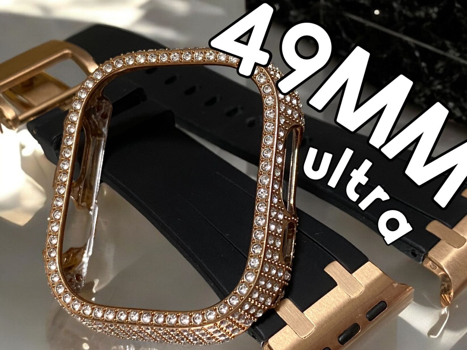 シームレス アップルウォッチ ラバーベルト Apple Watch キラキラ ケース カバー 49mm ウルトラ バンド 35