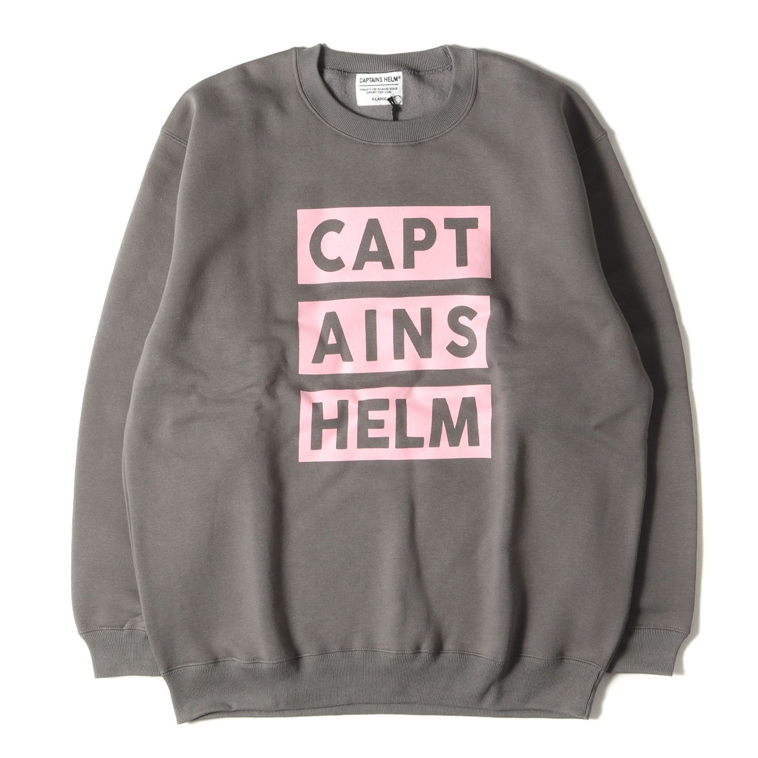 新品 CAPTAINS HELM キャプテンヘルム スウェット サイズ:XL 3バー プリント クルーネック スウェット 3BAR CREW  SWEAT 20SS グレー トップス トレーナー カットソー カジュアル ブランド【メンズ】