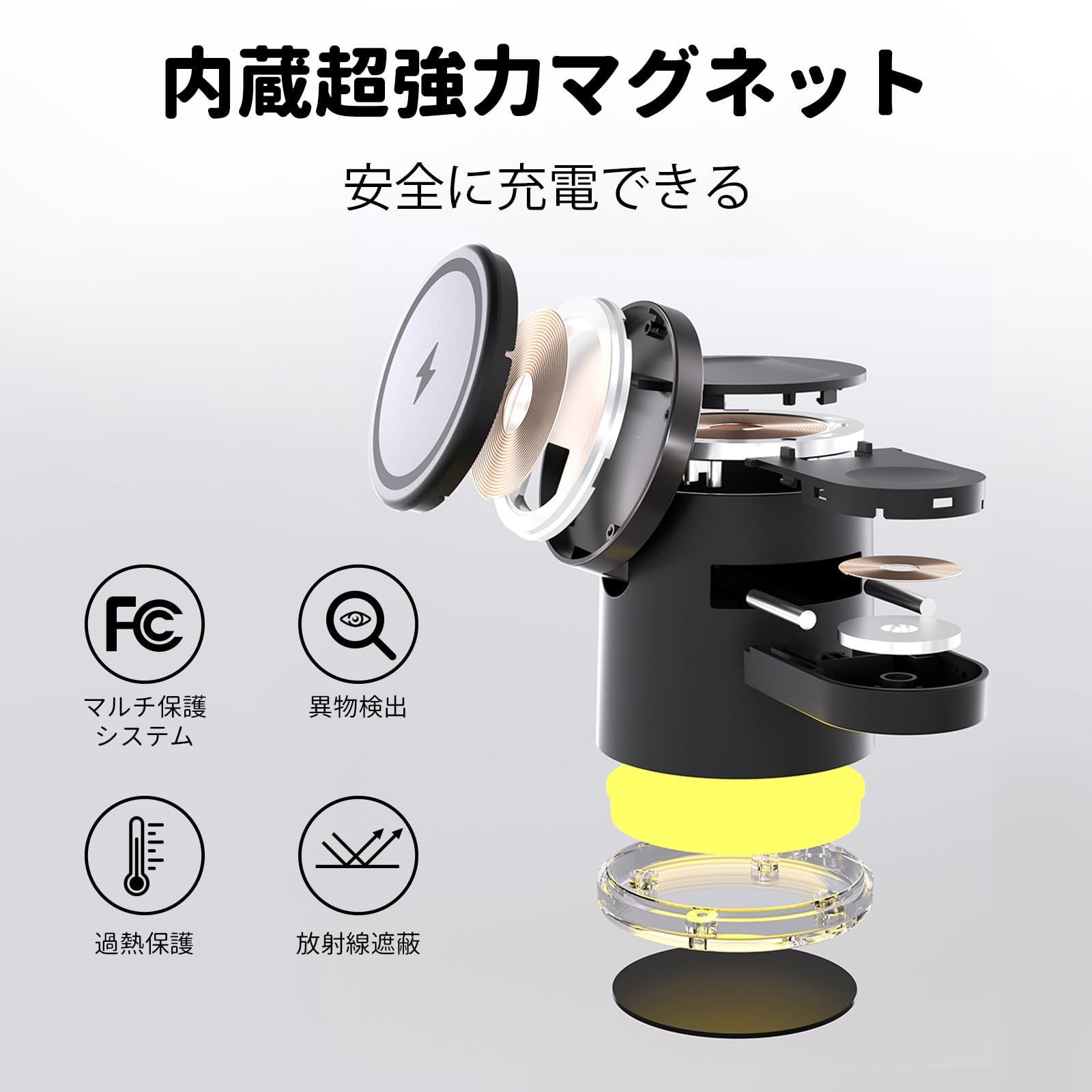 新品 GLILAVOX ワイヤレス充電器 マグネット式 折畳み