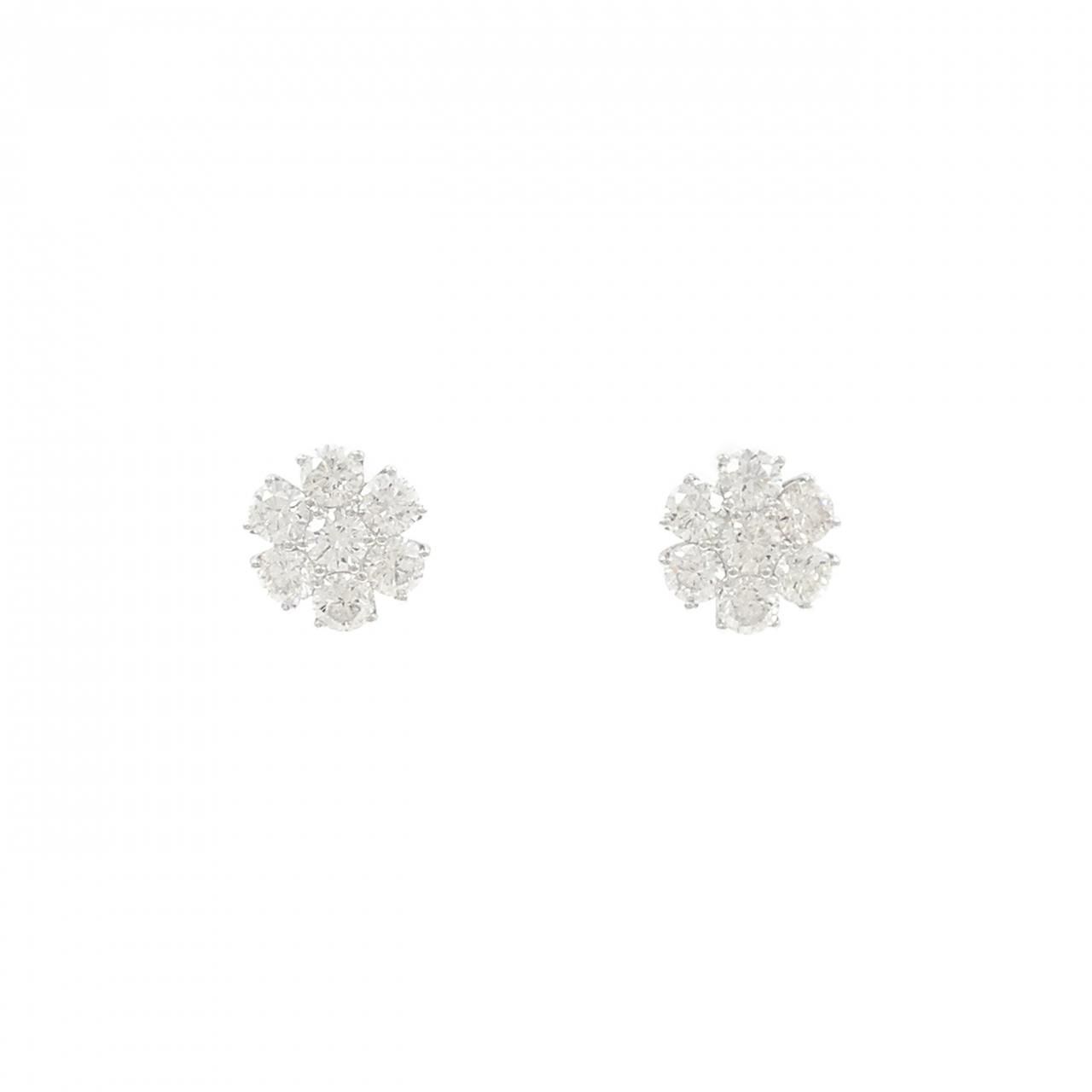 PT900 フラワー ダイヤモンド ピアス 2.142CT