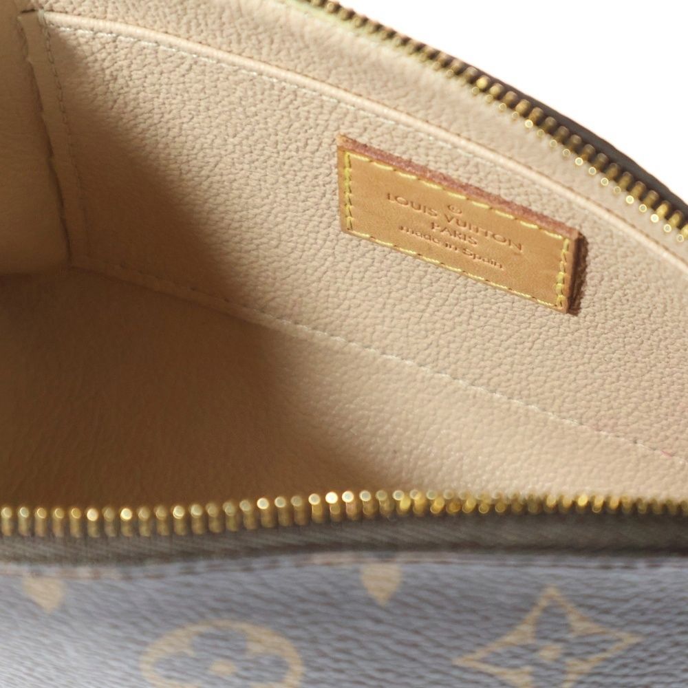 LOUIS VUITTON ルイヴィトン モノグラム ポシェットコスメティック メイクポーチ ケース 収納 ブラウン ゴールド金具 レザー×PVC M 47515