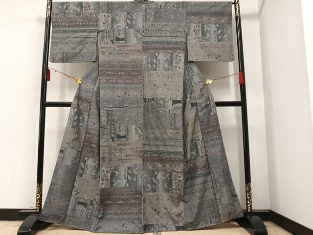 平和屋着物●小千谷紬　源氏車草花文　正絹　逸品　未使用　AABD8876ph 平和屋着物○小千谷紬 草花文 正絹 逸品 AAAY8676ph - メルカリ