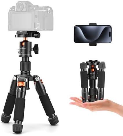 カメラ三脚K-F Concept ミニ三脚 軽量でコンパクト360°ボールヘッド付きコンパクトカメラ三脚 52cmデスクトップ三脚 携帯電話ホルダー付きテーブル三脚 キヤノンg7x|ソニー|ニコン|富士フイルムに対応 最大荷重6kg S2