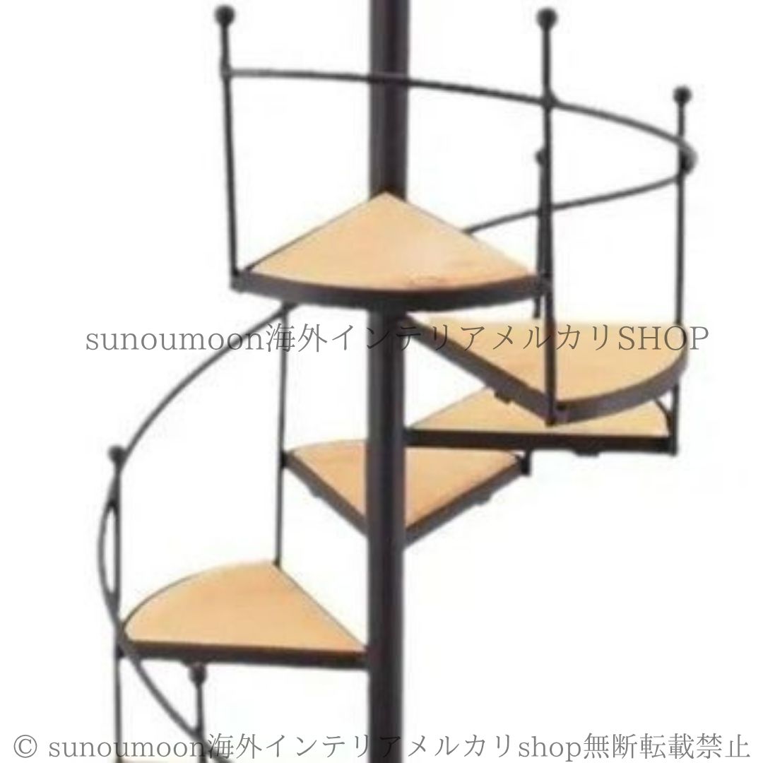 鉢スタンド ブラック プランタースタンド フラワーポットスタンド 観葉植物 螺旋階段 お洒落 モダン ヴィンテージ調 練鉄 木製 インテリア ホームデコ 4-7 NEXPOTALLINN_EU