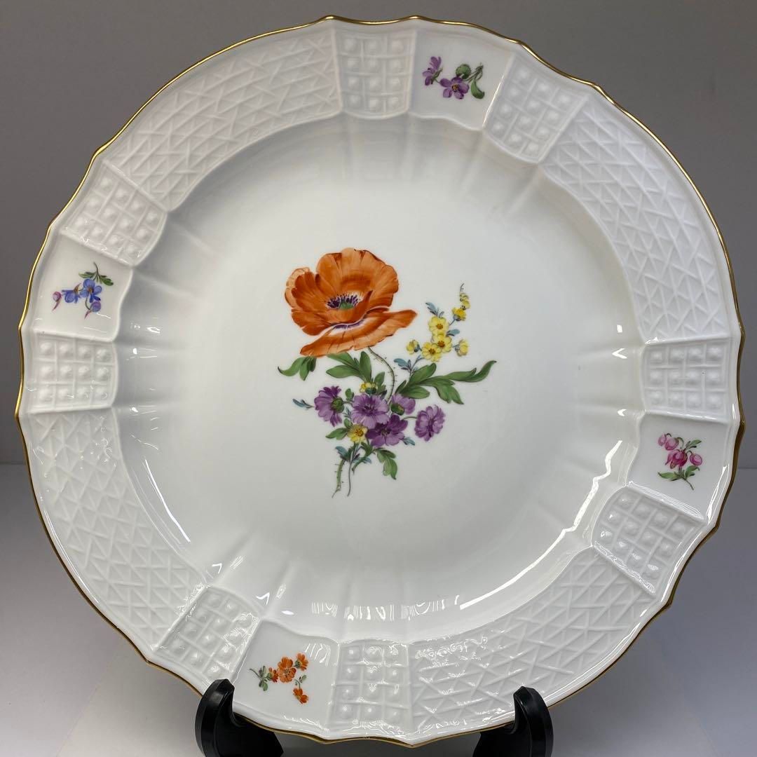 マイセン レリーフフラワー大プレート 横幅36.2㎝ 東Y6-0701 1F