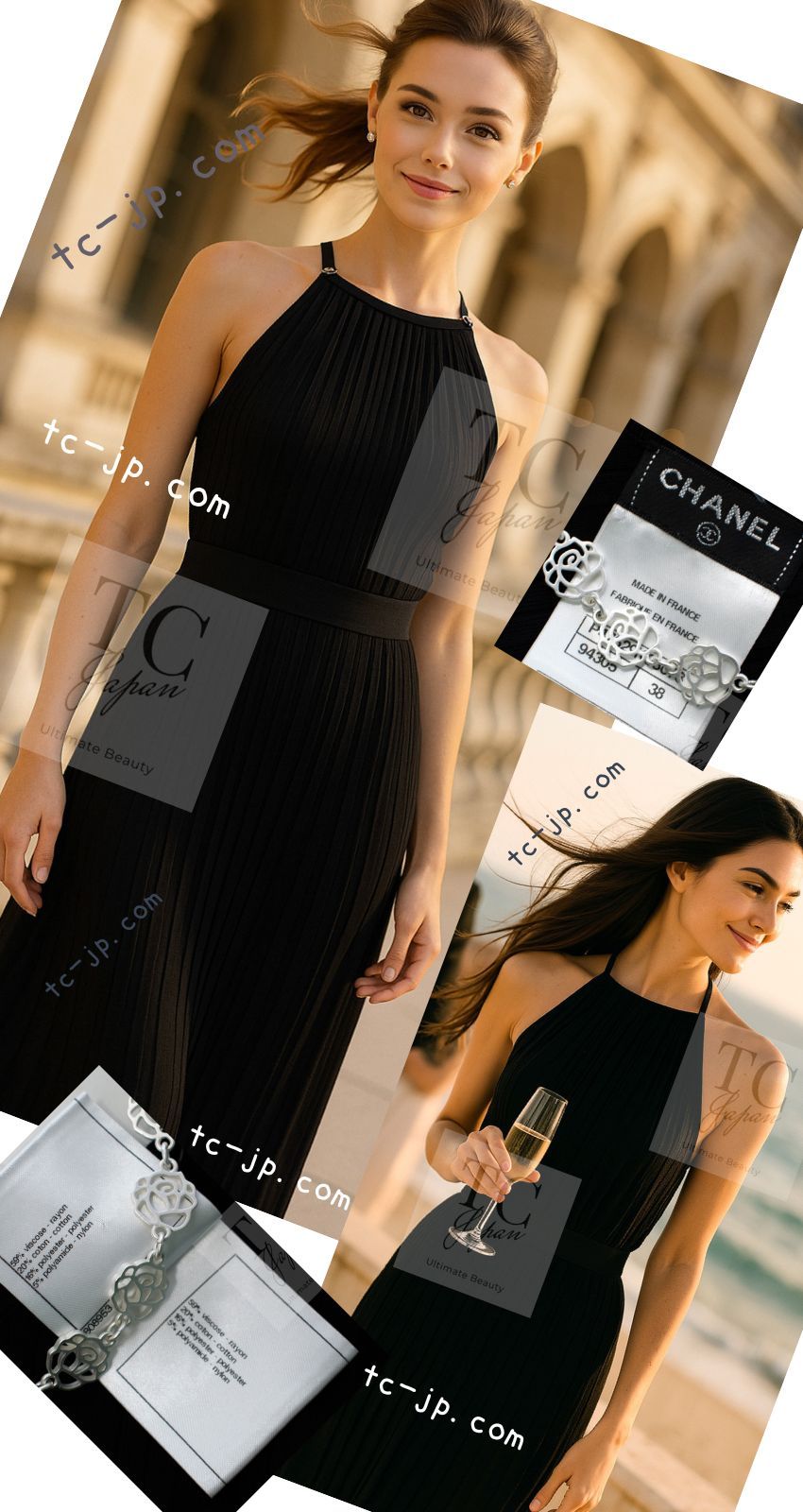 シャネル ワンピース CHANEL ブラック ノースリーブ ベルト