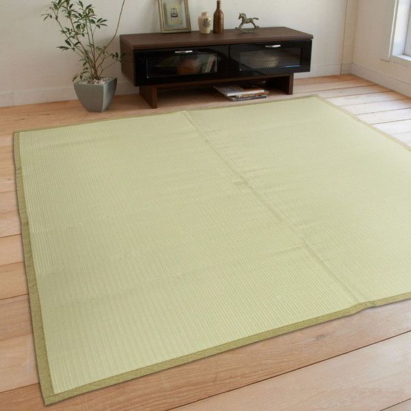 レジャーシート 洗える い草 PP 261×352cm 江戸間 6畳 グリーン PP無地 九装