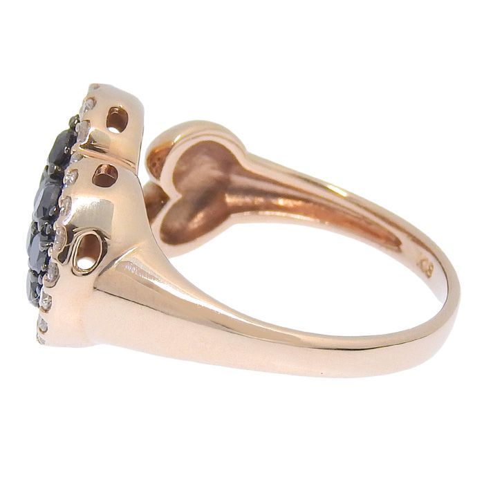 ハート モチーフ ブラック ダイヤ リング K18PG 750 ピンクゴールド