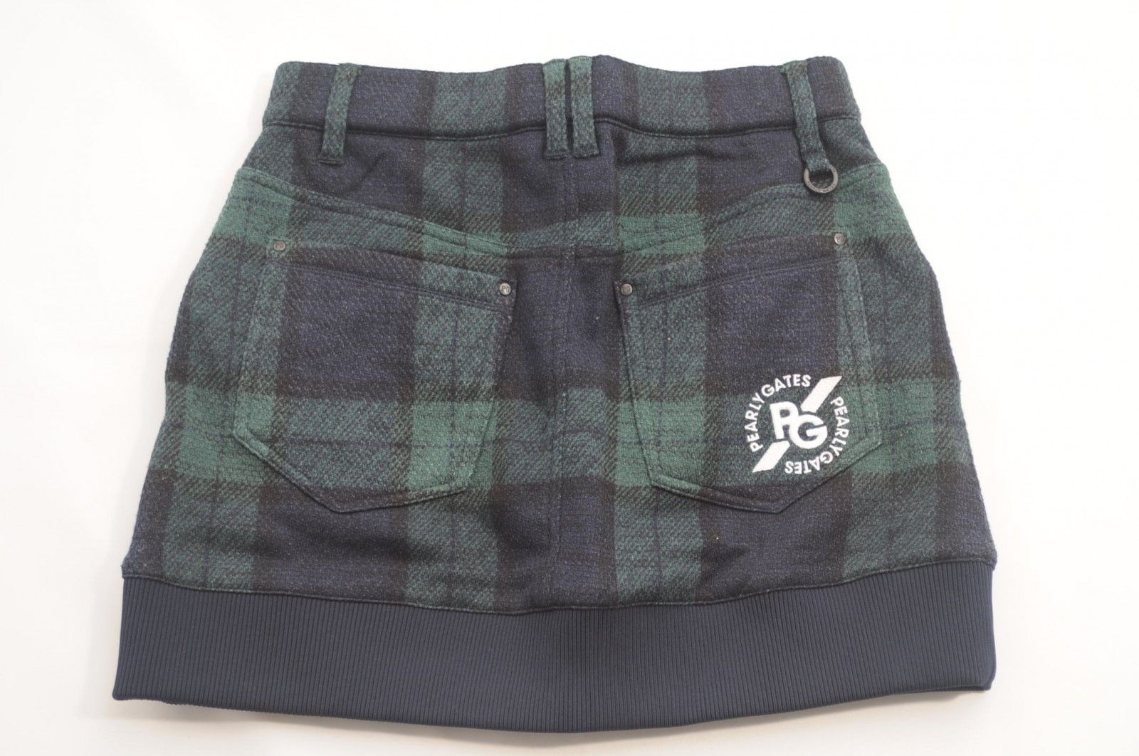 （超美品）パーリーゲイツ、ロービングチェック柄、スカートとハイソックス、サイズ0 中古 レディース パーリーゲイツ PEARLY GATES スカート 0(S) 紺×緑