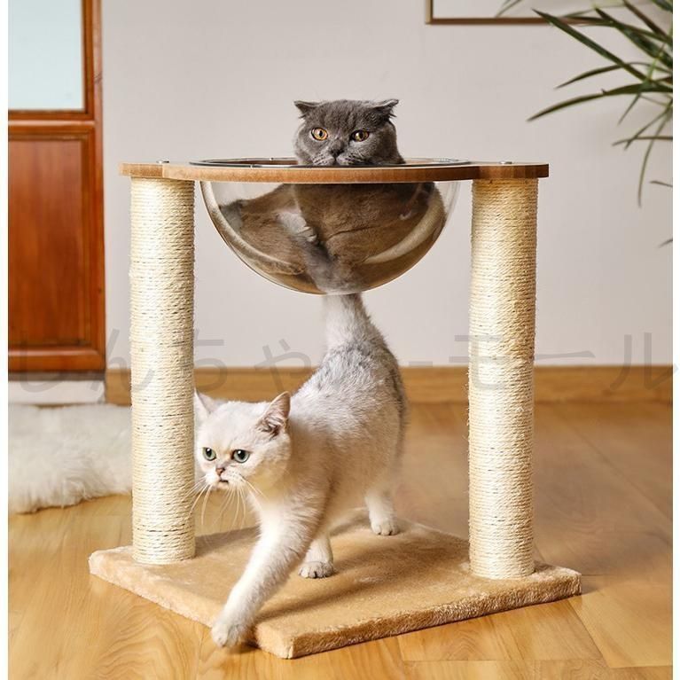 猫用品 【新品未使用】キャットタワー 宇宙船 ボウル クリア おしゃれ 