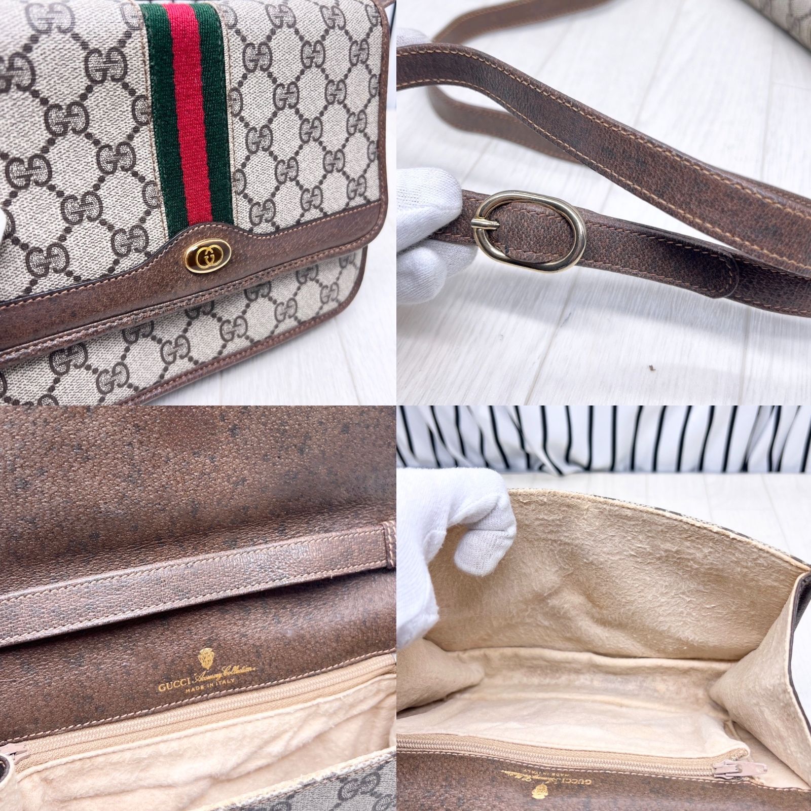 美品】GUCCI オールドグッチシェリーラインPVC斜めがけショルダーバッグ - メルカリ