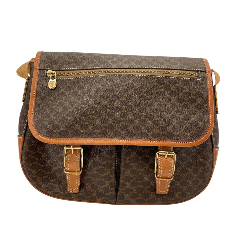 セリーヌ CELINE マダカム柄 メッセンジャーバッグ ブラウン GD金具 PVC ユニセックス メッセンジャーバッグ