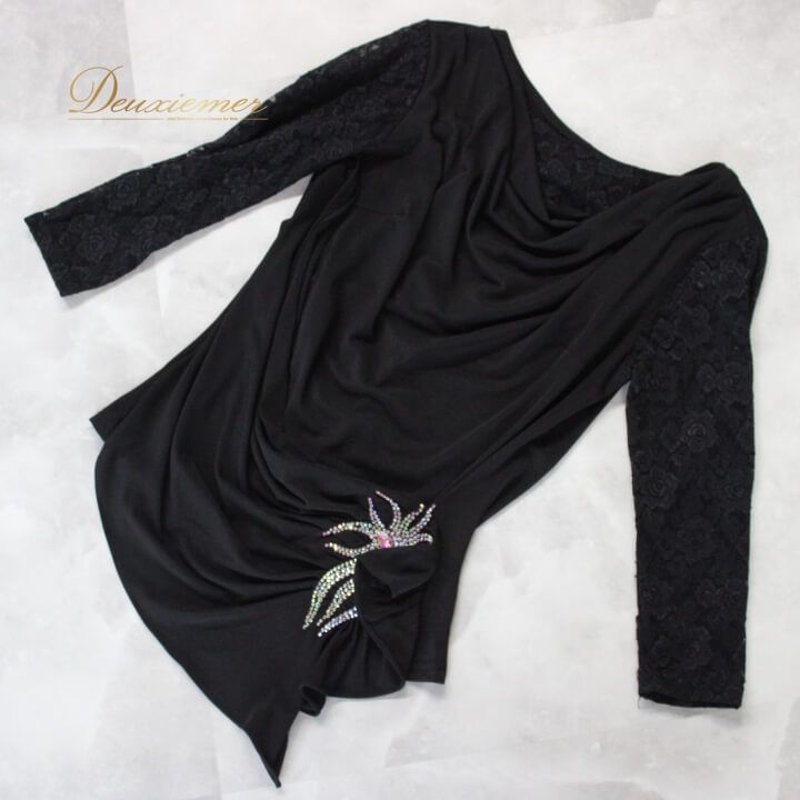 社交ダンス ロジャーレッスンウェア 花柄 黒 社交ダンス ロジャーレッスンウェア 花柄 黒 社交ダンス