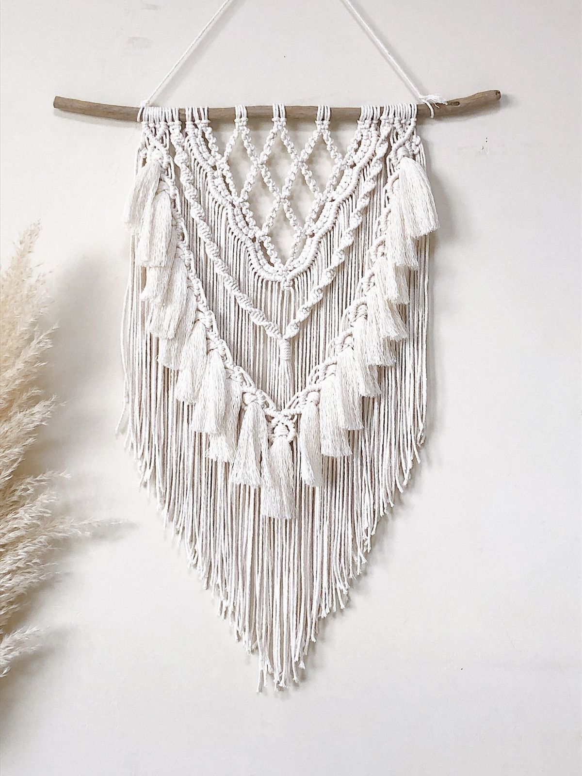 流木マクラメタペストリーボリュームたっぷり　ゴージャス　北欧　BOHO 韓国インテリア