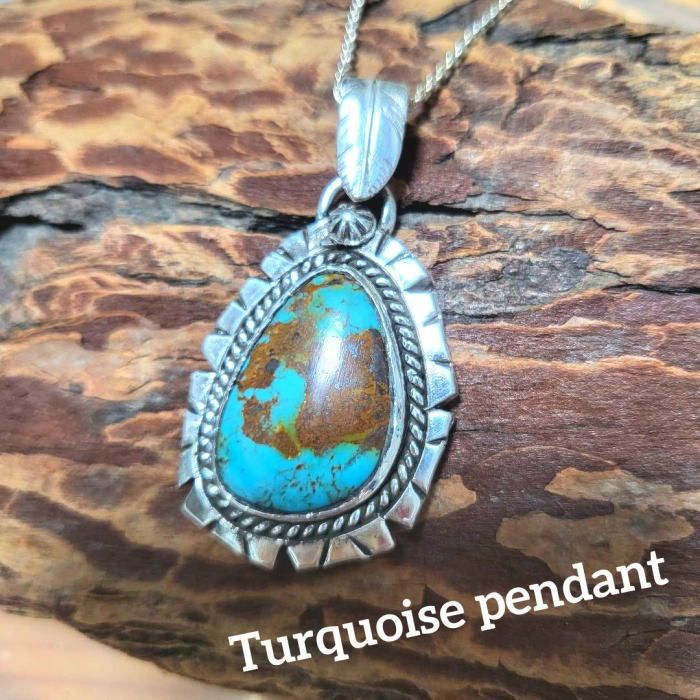 rym-211ターコイズ ペンダント トップ ハンドメイド インディアン