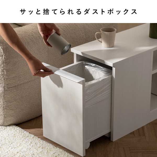 付きの木目調サイドテーブル