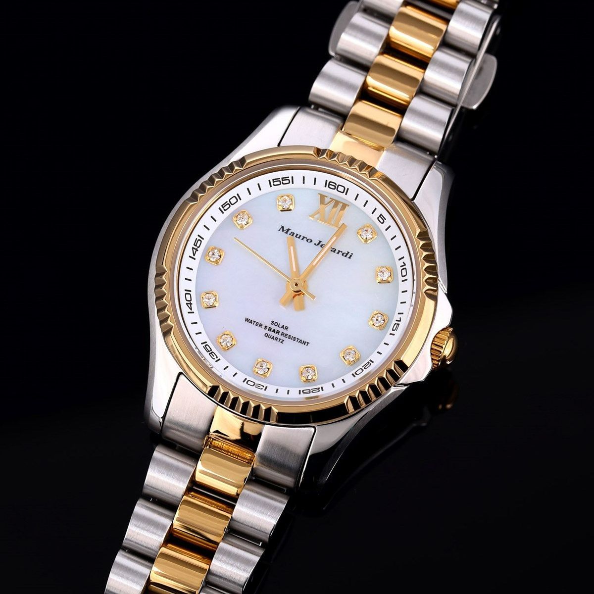 マウロジェラルディ 腕時計 ソーラー ジルコニア MJ038-2 シルバー