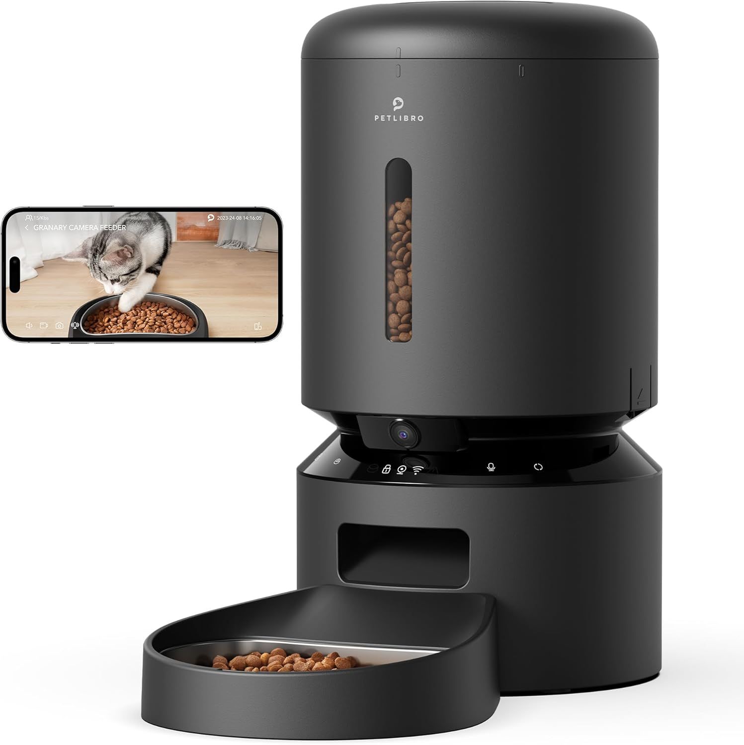 PETLIBRO 自動給餌器 猫用 カメラ付き 自動餌やり器 犬 1080P 暗視機能 自動餌遣り器 スマホ遠隔操作 双方向会話 2.4G 5G WiFi対応 詰まり防止センサー フード残量不足検知 動体検知 音声検知 ペット見守り ステンレス製ボウル
